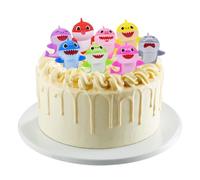 LGWJHCY 8 Piece Shark Birthday Decoration Set, Shark Party Supplies, Party Cake Decoration Supplies for Children's Birthday Party & Baby Shower & Shark Theme Baking Cake Toppers