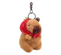 LGWJHCY Capybara Plush Keychain, Pendant Toy Decoration, Strawberry Hat, Realistic Capybara Cuddly Toy, Capybara Pendant for Backpack, Birthday Gift.（Strawberry）