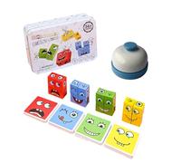 LGWJHCY Expression Toy, Interactive Puzzle Game, Wooden Cube Game, Puzzle Building Cube, Family Game with Bell