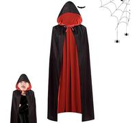 LGWJHCY Halloween Vampire Cloak, Unisex Red and Black Vampire Cloak, Black Red Double Sided Hooded Cloak, Cosplay Double Sided Cloak for Kids and Adults-120cm, Black and Red, 1