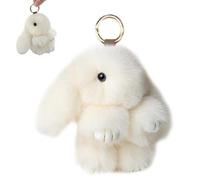 LGWJHCY Plush Bunny Keyring, Cute Plush Rabbit Keyring Pompom Decoration for Easter Children Girls (White)