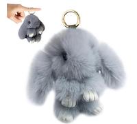 LGWJHCY Plush Bunny Keyring, Cute Plush Rabbit Keyring Pompom Decoration for Easter(Grey)