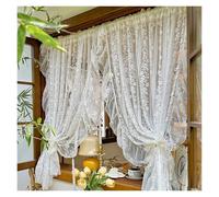 LGWW Home Room Blackout Curtains 2 Pieces Curtains White Embroidered Lace Curtain Light Filtering Floral Sheer for Bedroom(W107 X H160CM)