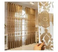 LGWW Home Room Blackout Curtains 2PCS Golden Sheer Curtains for Living Room,Bedroom, High-end Dust-Proof Partition Tulle(W200 X H260CM)