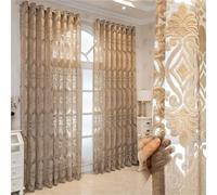 LGWW Home Room Blackout Curtains 2pieces Luxury Jacquard Sheer Curtains for Living Room(W200 X H260CM)