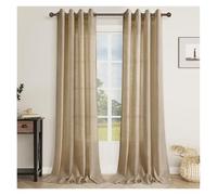 LGWW Home Room Blackout Curtains Curtains Linen Textured Curtain Natural Pure Color Tulle Window Treatment for Bedroom and Living Room(W200xH250cm)