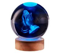 LGY3DLight 3D Hands Crystal Ball Lamp with Remote Control, 3.15 inch Prayer Crystal Night Light with Wooden Base 16 Colors Change, Glass Pray Figurine Lamp Gift for Girls Boys Wife Mom (Hands)