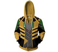 LGYCB Men's Zip Up Hoodies Loki Cosplay Long Sleeve Sweatshirt Jacket Casual Zip Up Hooded Top Soft Cosy Outerwear 3D Print Tracksuits Coat,Loki-Adults(S)