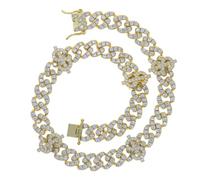 LGYGMD 14K Gold Over Silver 12mm Dollar Sign Cuban Chain - Fully Studded Hip-Hop Moissanite. A Luxurious Gift for the Ultimate Trendsetter