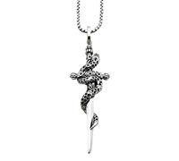 LGYGMD 925 Sterling Silver European Style Men, Katana with Shiny CZ Pendant A Vintage Dagger for Women, Master Sword Necklace