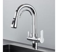 LGYGMD Black Filtered Crane for Pull Out Spray Rotation Water Filter Tap Three Ways Sink Mixer Kitchen Faucet,Type A,Chrome