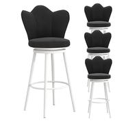 LGYGMD Counter Height Stools Set of 4 Ergonomic Barstools ° Swivel Bar Chairs, Comfortable Velvet Counter Tall Stool Breakfast Dining Stools with Butterfly Backrest (Black,65cm(25.6''))