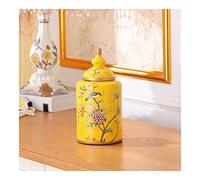LGYGMD Jars containers Large Beautiful Ceramics Urns for Human Ashes Seal Handcrafted Cremation Urns at Home or in 10/14 (Color : Yellow, Size : Large) (Yellow S)