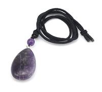 LGYGMD Natural Crystal Quartz Necklace Lapis Lazuli Black Agates Amethysts Waterdrop Stone Pendant Rope Necklace,Synthetic MalachiteA