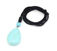 LGYGMD Natural Crystal Quartz Necklace Lapis Lazuli Black Agates Amethysts Waterdrop Stone Pendant Rope Necklace,Synthetic MalachiteA