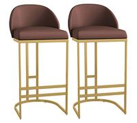 LGYGMD Stools PU Leather Bar Height Stool Chairs with Low Back and Footrest for Pub Coffee Home Dinning Kitchen Island (330lbs Capacity) (Brown-2ps,75cm/29.6in)