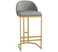 LGYGMD Stools PU Leather Bar Height Stool Chairs with Low Back and Footrest for Pub Coffee Home Dinning Kitchen Island (330lbs Capacity) (Gray-1ps,65cm/25.6in)
