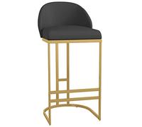 LGYGMD Stools PU Leather Bar Height Stool Chairs with Low Back and Footrest for Pub Coffee Home Dinning Kitchen Island (330lbs Capacity) (Black-1ps,65cm/25.6in)