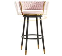 LGYGMD Stools Velvet Soft Cushion Barstools Swivel Bar Chairs with Metal Legs and Footrest, Counter Height Stool for Pub Coffee Home Dinning Kitchen Island (A-pink-1ps,65cm)