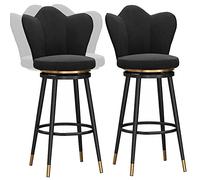 LGYGMD Stools Velvet Soft Cushion Barstools Swivel Bar Chairs with Metal Legs and Footrest, Counter Height Stool for Pub Coffee Home Dinning Kitchen Island (B-black-2ps,65cm)