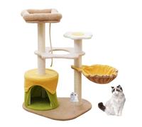 LGYGMD Tree Indoor Cats, Multi-Level Cute Tower with Scratching Posts, Removable Flower Bed Perch, Cat Condo, Cozy Hammock, Toy, Activity Center for Kittens,A