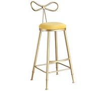 LGYGMD Velvet Stools Counter Island Height Barstools with Bow Back, Metal Legs, Upholstered Seat Kitchen Chair for Home Bar Office Dining Room (Yellow-1ps)