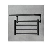 LGYGMD Wall Mounted Aluminum Towel Timer & Temperature Control Black Bathroom Heated Drying Rack with Top Shelf for Warm Towels