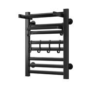 LGYGMD Wall Mounted Heated Towel Rack with Timer - Black 70B Ideal Drying Towels Bathrobes and Blankets Includes Top Shelf for Bathroom Convenience