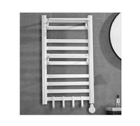 LGYGMD Wall-Mounted Heated with Top Shelf White Aluminum Towel Drying Rack for Bathroom Left Line Temperature Control & Timer Function