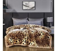 LGYKUMEG 9 lb.Korean Faux Mink Fleece Blanket 77x90 inch - 2 ply Soft Warm Plush Flannel Blanket for The Cold Night.Leopard Print.