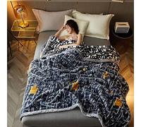 LGYKUMEG Heavy blankets for winter,korean blanket King Size,Super soft 2 Ply Reversible Blanket Thick Heavy Faux Fur King size Mink Throw Bed Blanket,Blue Cat College,150x200cm