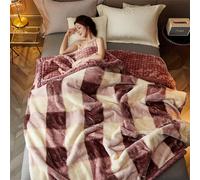 LGYKUMEG Heavy Winter Fleece Plush Blanket King Size,Korean Mink Blanket,Silky Soft And Warm, 2 Ply Reversible Raschel Bed Blanket,Red Beans,180x220cm