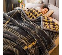LGYKUMEG Heavy Winter Fleece Plush Blanket King Size,Korean Mink Blanket,Silky Soft And Warm, 2 Ply Reversible Raschel Bed Blanket,71"X87",Gray,180x220cm3kg