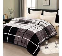 LGYKUMEG Thick Winter Fleece Blanket 79 x 91 inch Korean Mink Blanket for Full/Queen Size Bed,Silky Soft and Warm,2 Ply Reversible Raschel Bed Blanket,Camel,200X230cm 9Lb/4kg.