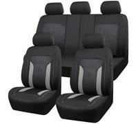 LGZFC 9pcs Car Seat Cover for Fiat 500 500C 500L 500X, Breathable Air Mesh-100% Sporty Fabric Front Seats, Airbag Compatible Seat Cushion,C Grey
