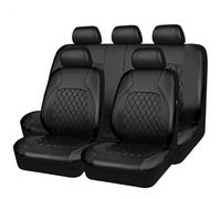 LGZFC 9PCS Car Seat Cover Sets for Ford Fiesta 1.0 EcoBoost, Leather Car Seat Covers - Full Set Compatible with Airbags, Front Rear Seat Protectors,A Black