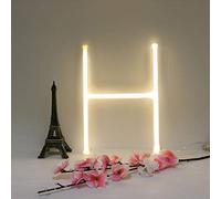 LH LED Warm White Alphabet Neon Art Light Sign - Battery/USB Operated Letter Light for Wall Decor - Light up Words for Wedding, Birthday, Party, Christmas, Home, Bar Decoration (H)