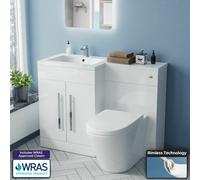 LH Vanity Sink Unit Back to Wall WC Rimless Toilet Bathroom Suit Aric