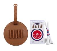 LH90H Golf Tee Holder for Bag, Golf Tee Carrier with 10 PCS Wooden Golf Tees 2-3/4 inch, Golf Accessories for Men and Women, Golf Bag Accessory and Golf Gift (Brown)