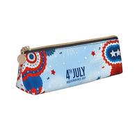 LHAHDG 4th of July Independence Day 2023 Leather Pencil Case Zipper Pen Case Pouch Waterproof Travel Makeup Pouch Large Capacity for Women Men