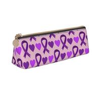 LHAHDG Alzheimer's Disease Awareness Month Leather Pencil Case Zipper Pen Case Pouch Waterproof Travel Makeup Pouch Large Capacity for Women Men