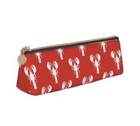 LHAHDG Animal Red Lobster Print Leather Pencil Case Zipper Pen Case Pouch Waterproof Travel Makeup Pouch Large Capacity for Women Men