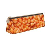 LHAHDG Baked Beans Pattern Leather Pencil Case Zipper Pen Case Pouch Waterproof Travel Makeup Pouch Large Capacity for Women Men