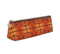 LHAHDG Basketballs Leather Pencil Case Zipper Pen Case Pouch Waterproof Travel Makeup Pouch Large Capacity for Women Men