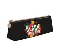 LHAHDG Black History Month 2024 Leather Pencil Case Zipper Pen Case Pouch Waterproof Travel Makeup Pouch Large Capacity for Women Men