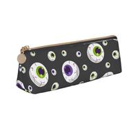 LHAHDG Bloody Zombie Eyeballs Funny Eyes Pattern Leather Pencil Case Zipper Pen Case Pouch Waterproof Travel Makeup Pouch Large Capacity for Women Men