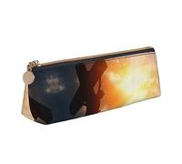 LHAHDG Christian Cross Jesus Leather Pencil Case Zipper Pen Case Pouch Waterproof Travel Makeup Pouch Large Capacity for Women Men