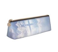 LHAHDG Christian Cross Jesus Leather Pencil Case Zipper Pen Case Pouch Waterproof Travel Makeup Pouch Large Capacity for Women Men