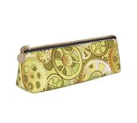 LHAHDG Cool Steampunk Gears Pattern Leather Pencil Case Zipper Pen Case Pouch Waterproof Travel Makeup Pouch Large Capacity for Women Men