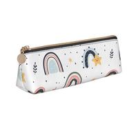 LHAHDG Cute Boho Rainbows Pattern Leather Pencil Case Zipper Pen Case Pouch Waterproof Travel Makeup Pouch Large Capacity for Women Men